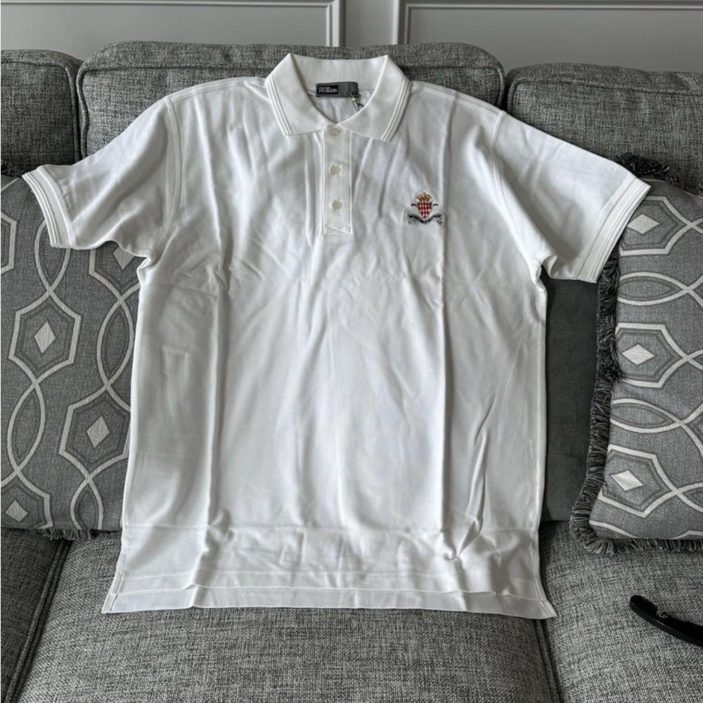 Oscar Jacobson Polo golf Shirt Men XL white 100% cotton